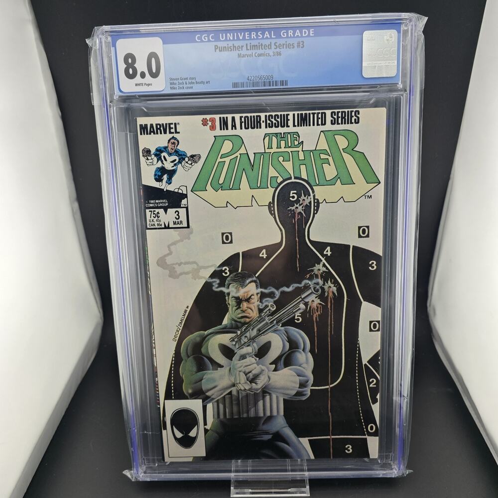 The Punisher #3 1986 Marvel Limited Series CGC 8.0 White Pages Frank Castle